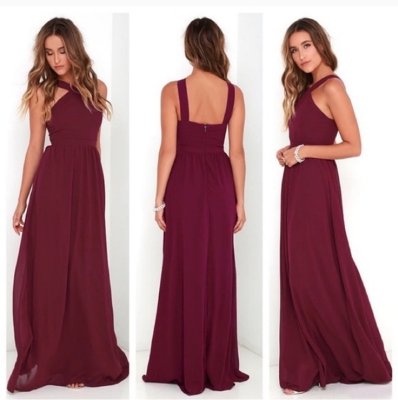 air of romance burgundy maxi dress